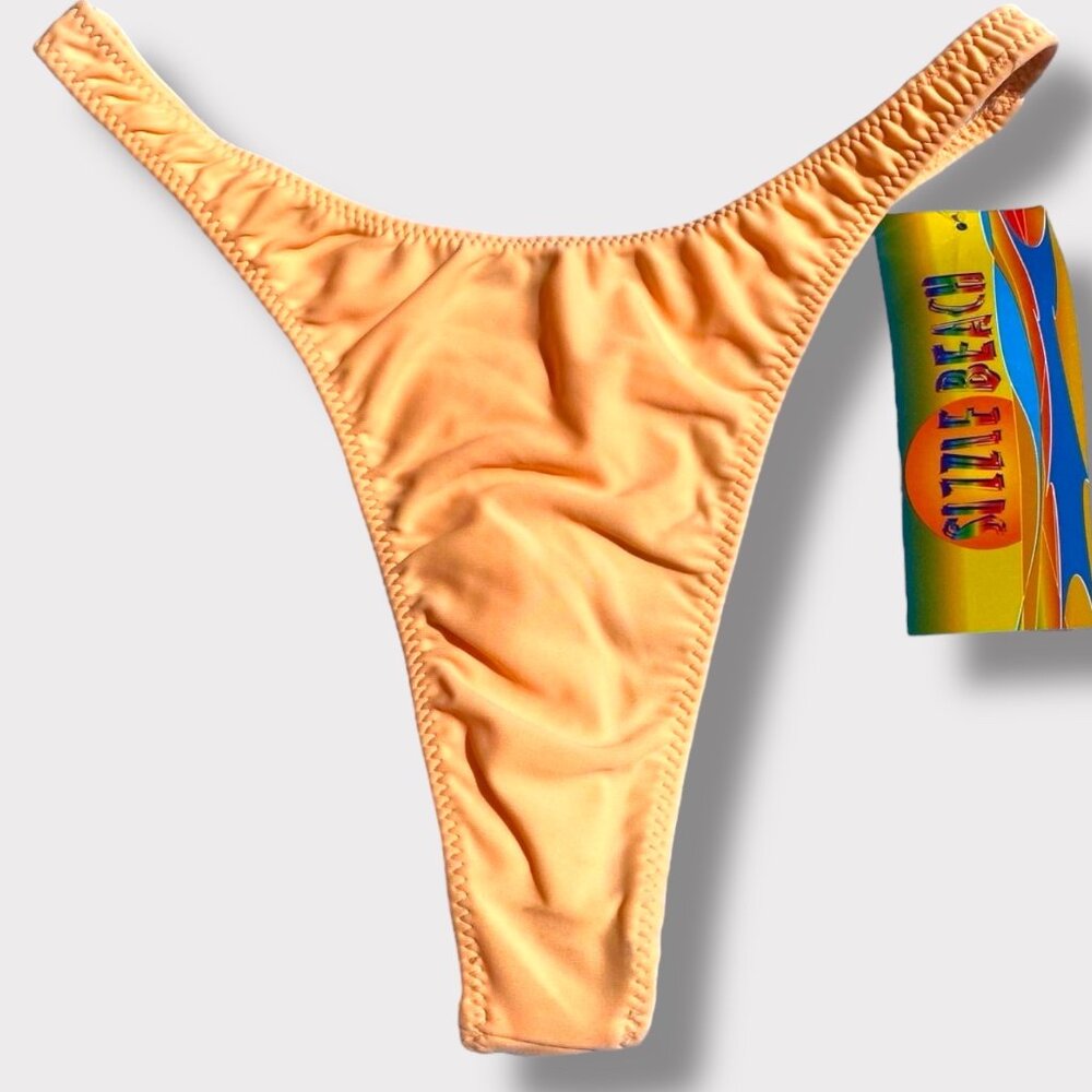 90’s Thong Bikini Bottom Retro Pastel Tangerine Swimsuit, Summer, Preppy